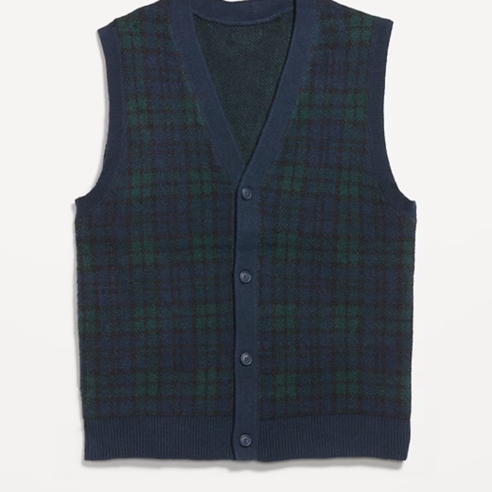 Men’s Plaid Sweater Vest Academia Collegiate Preppy Eclectic Grandpa